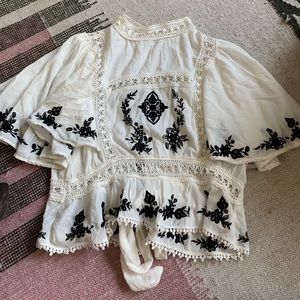 free people ruffle hem floral top